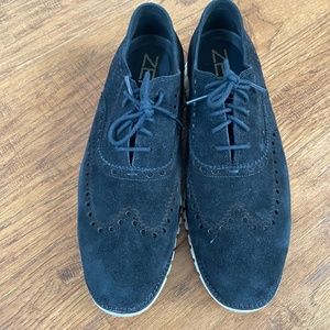 Cole Haan Zerogrand Wing Tip Suede Black Shoe